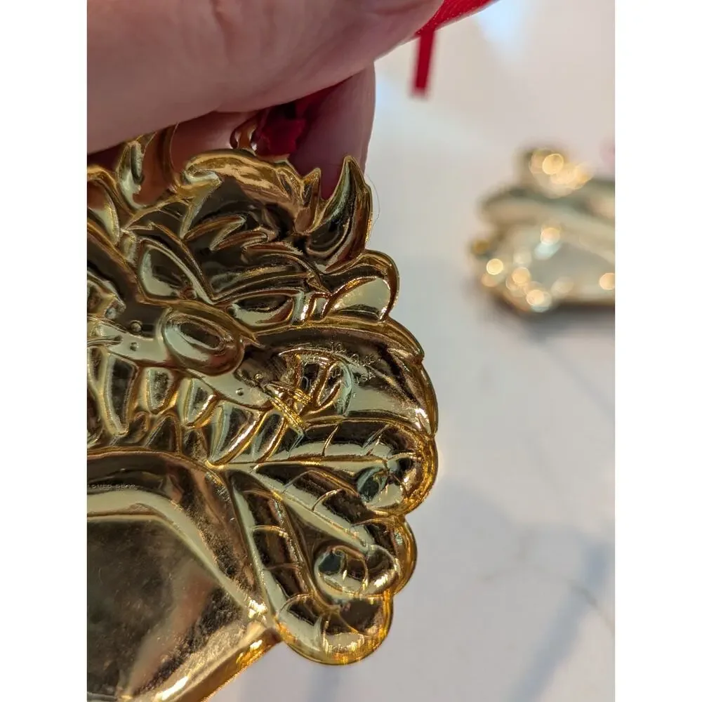 Looney Toons 3 Ornament Gold Tone Signed Vintage'97 Gloria Duchin Warner Brother
